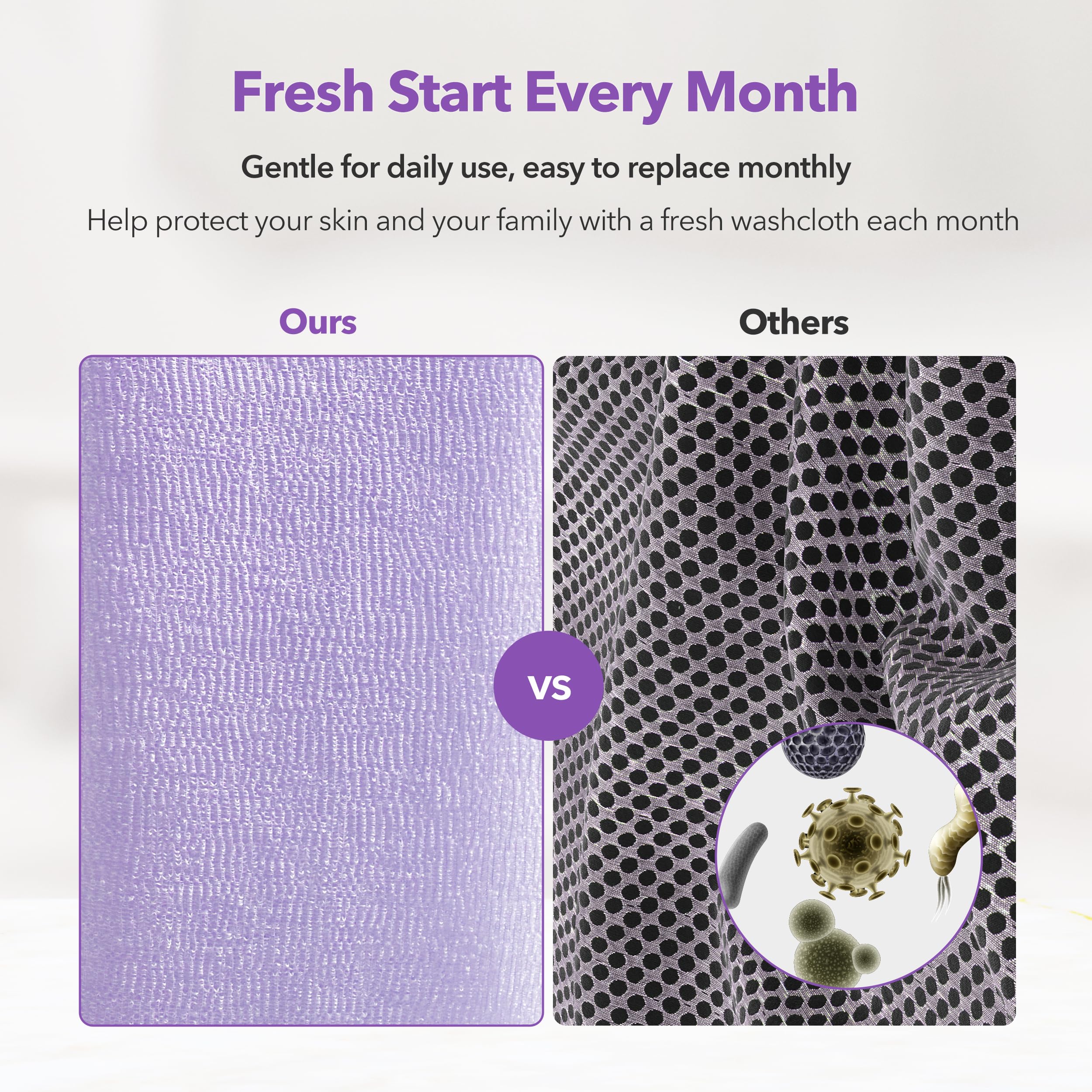 BubblyMe exfoliating washcloths provide hygienic, loofah-free cleansing experience