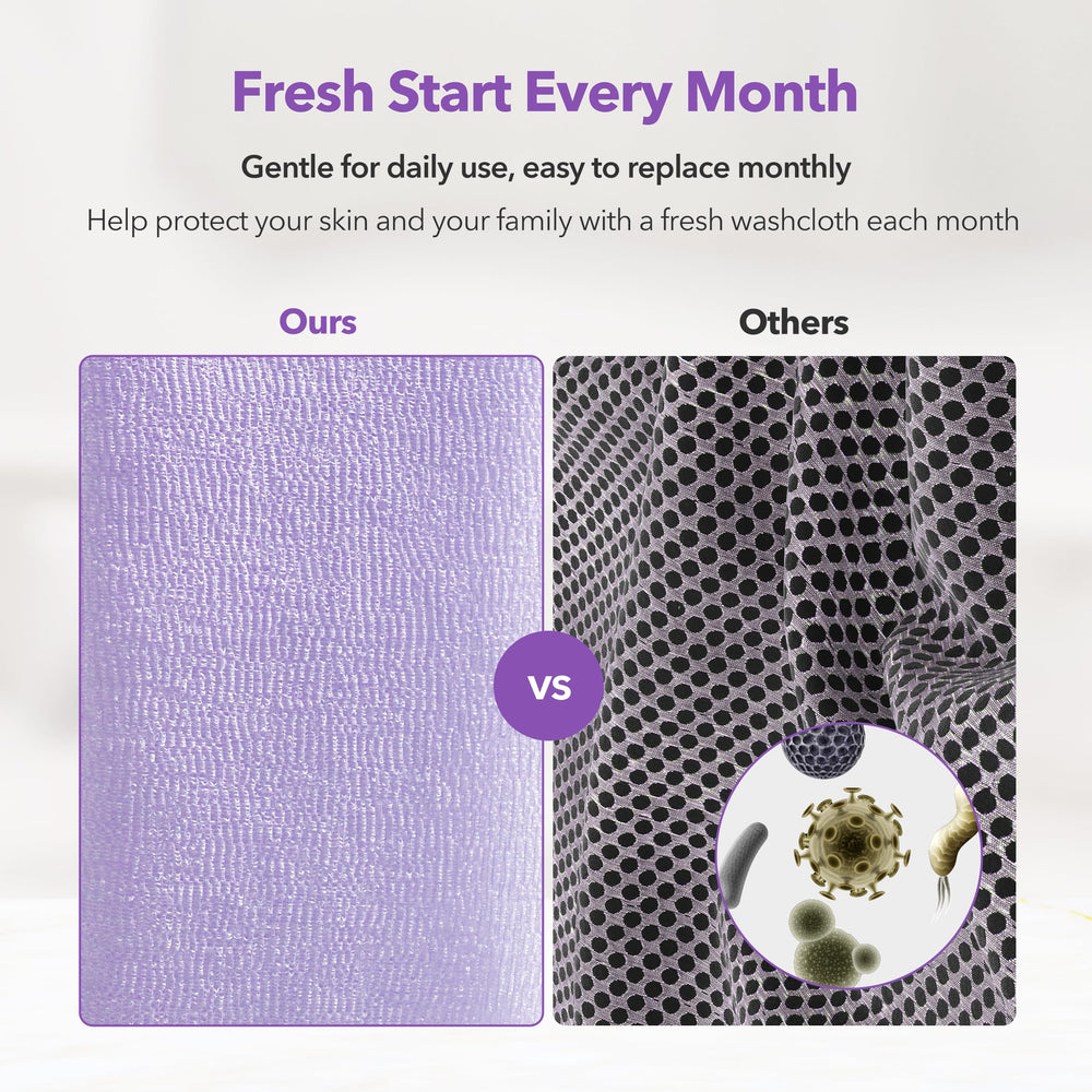 BubblyMe exfoliating washcloths provide hygienic, loofah-free cleansing experience