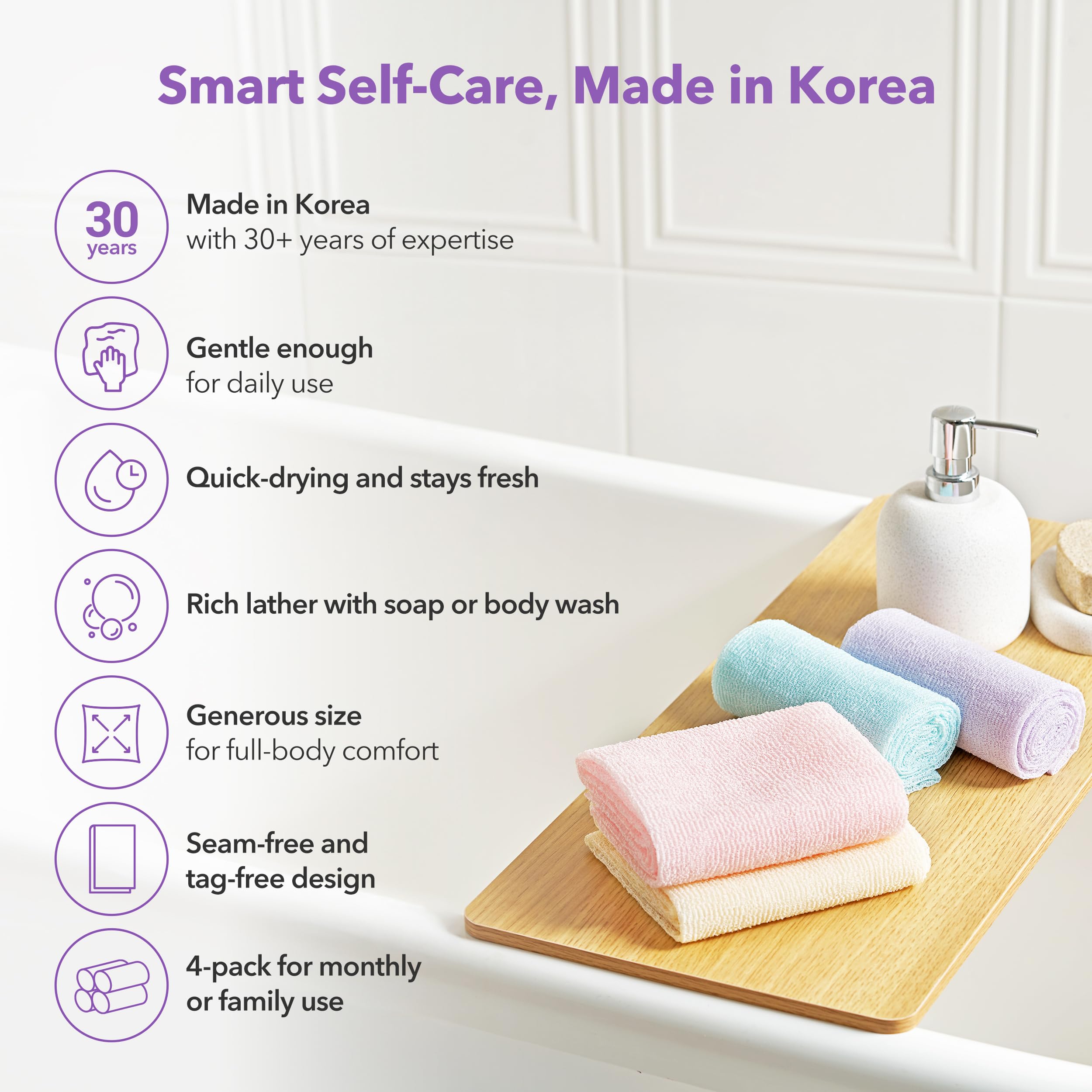 BubblyMe Korean-made towels offer premium feel and long-lasting performance