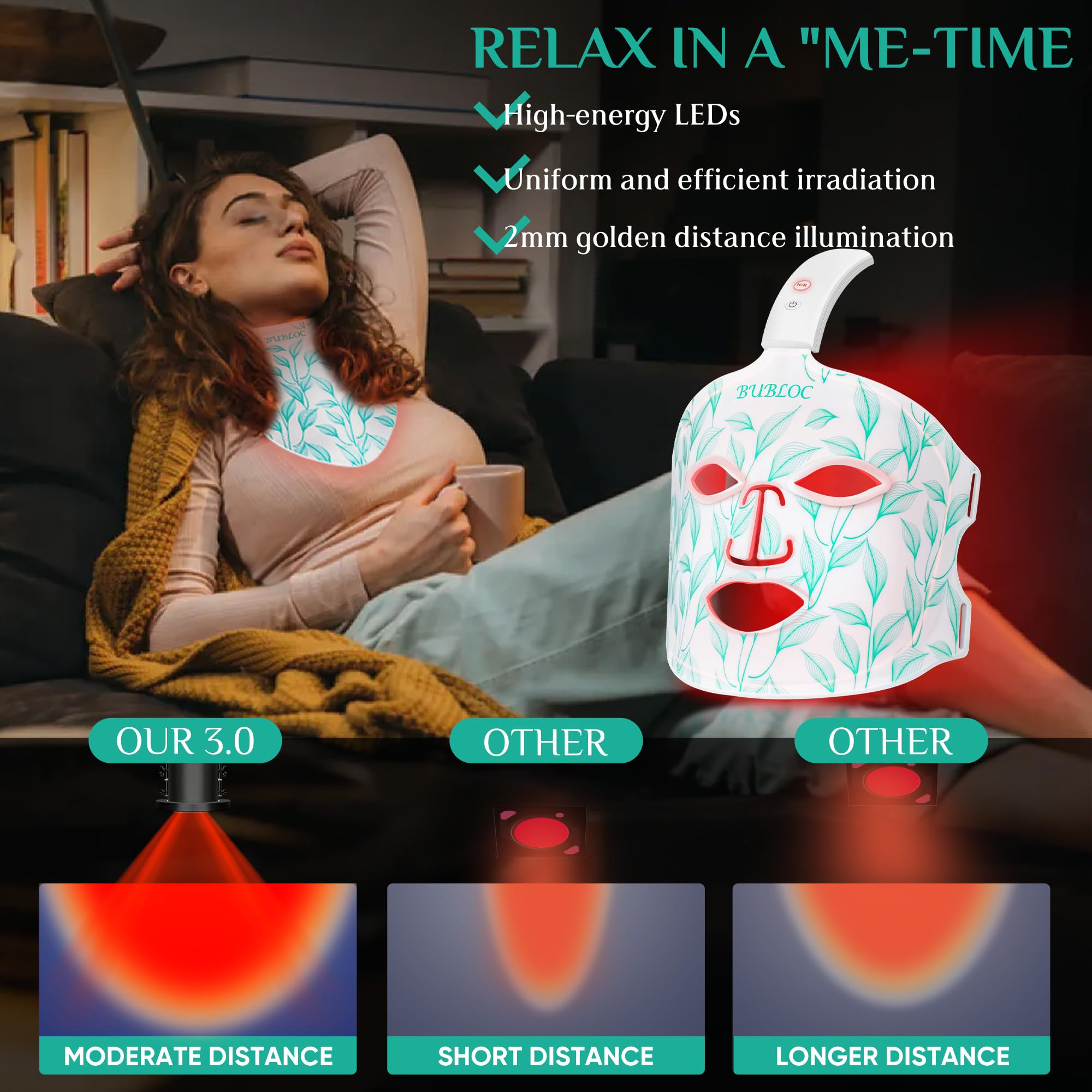 BUBLOC BMask Neck Pro 10-minute timer supports consistent sessions