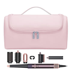 BUBM Dyson Airwrap travel case pink closeup highlights padded slots for attachments.