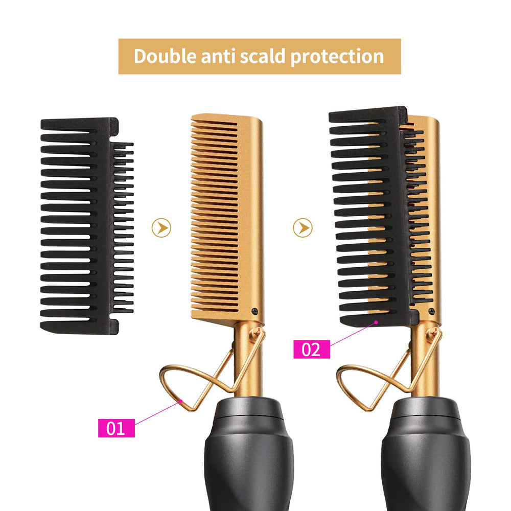 BudiGl hot comb for beard styling with precise heat control.