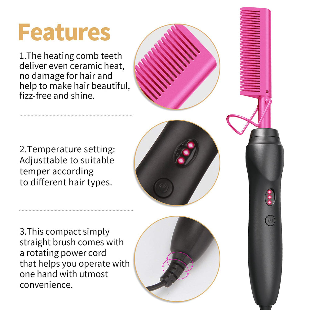 BudiGl hot comb used for straightening, curling, and waves for versatile looks