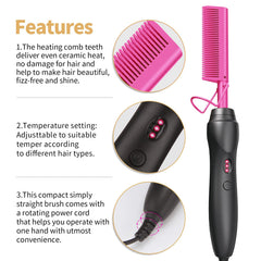 BudiGl hot comb used for straightening, curling, and waves for versatile looks
