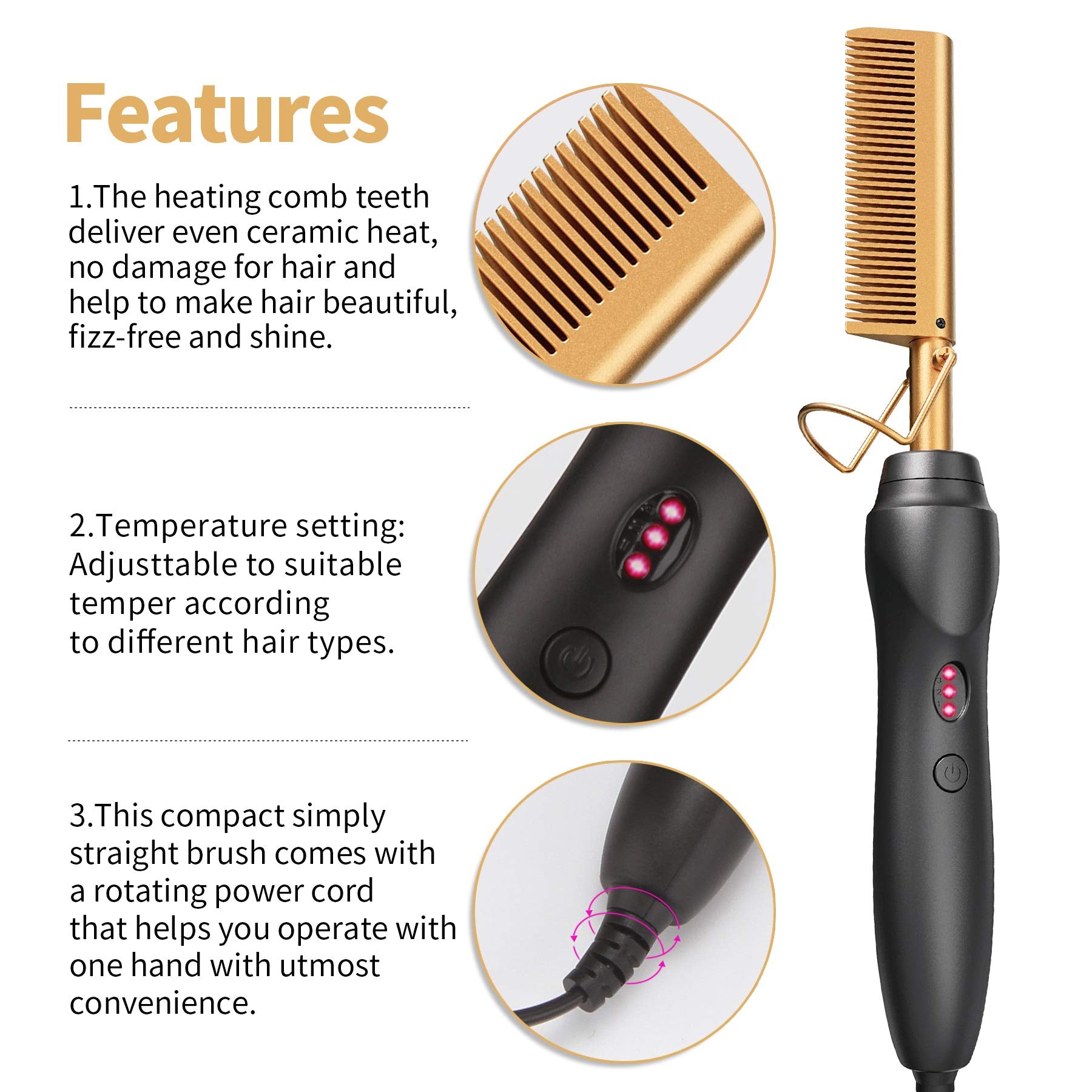 BudiGl hot comb demonstrates wig styling with safe heat.