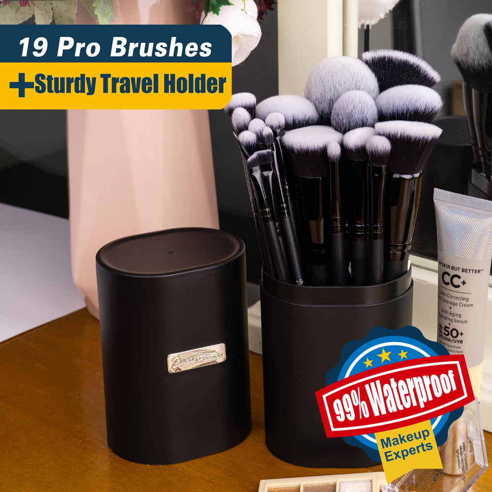 Bueart Design slanted powder brush for controlled contour.