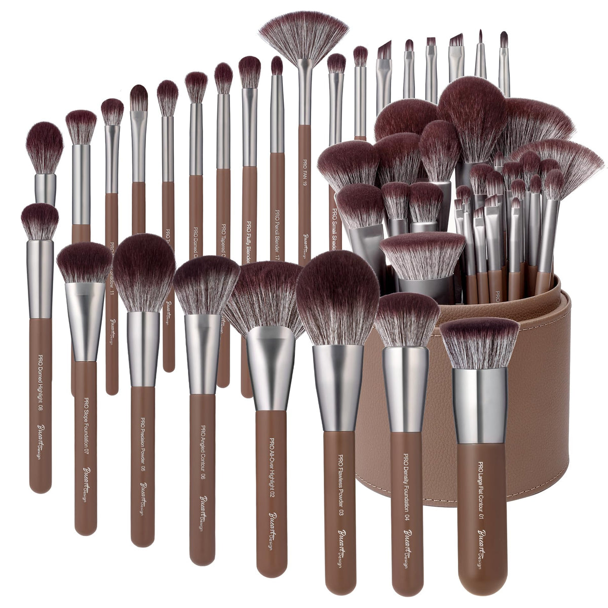 Bueart Design 26-pcs brush set with holder offers organized storage and quick access.