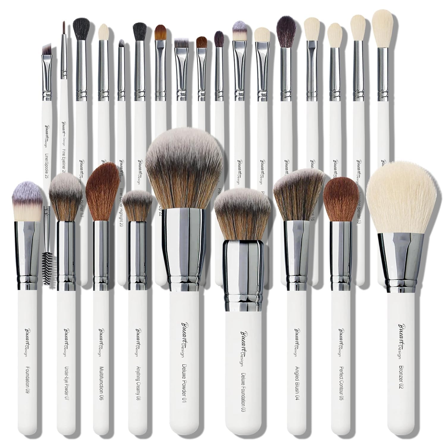 Bueart Design 26-piece makeup brush set enables versatile, professional-quality makeup application.