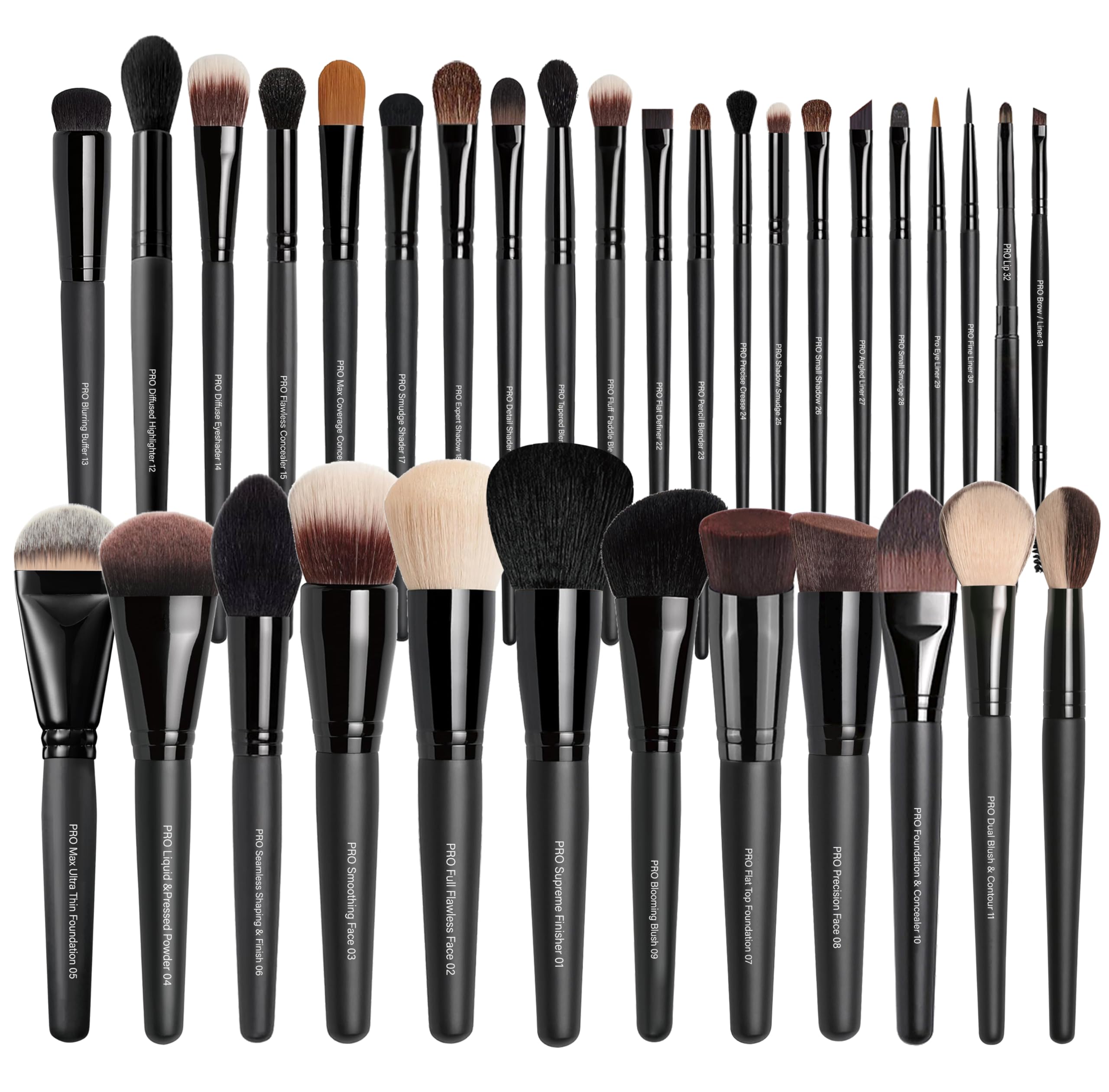 Bueart Design 32pcs brush set case open for comprehensive makeup application