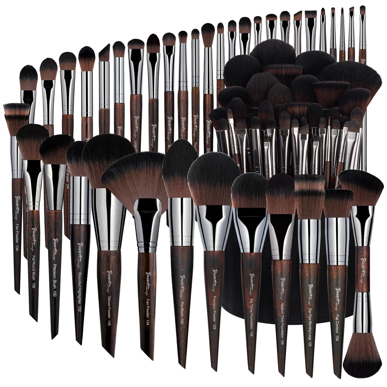 Bueart Design 38Pcs brush set laid out for full-face makeup application and professional blending.