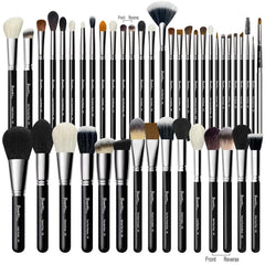 Bueart Design 42pcs brush set closeup highlighting premium goat hair for smooth blending