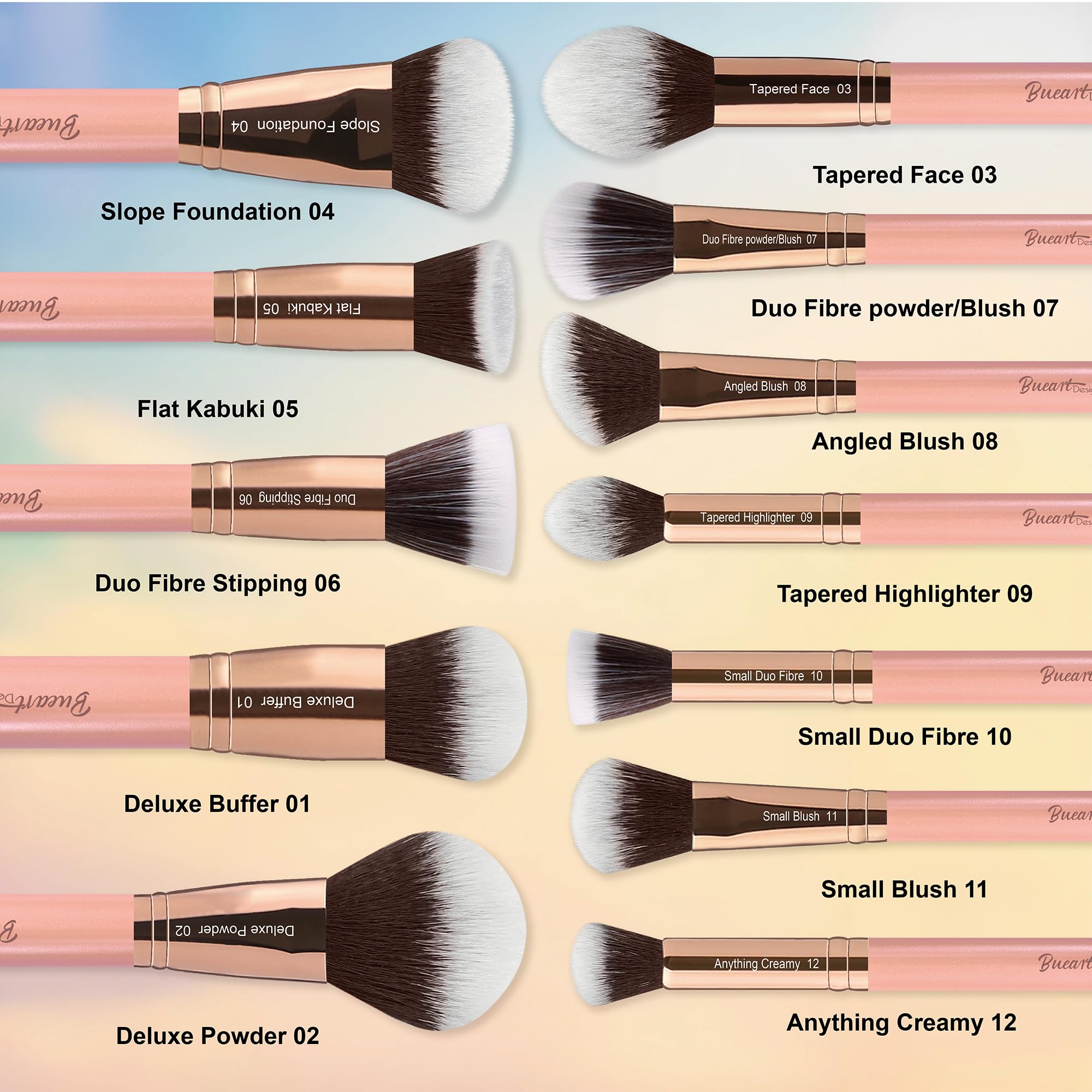 Bueart Design flat kabuki and duo-fibre brush for smooth application