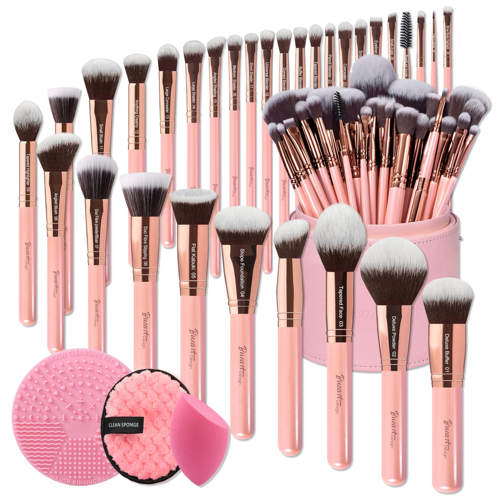 Bueart Design labeled 30pcs makeup brush set with holder for organized pro kits