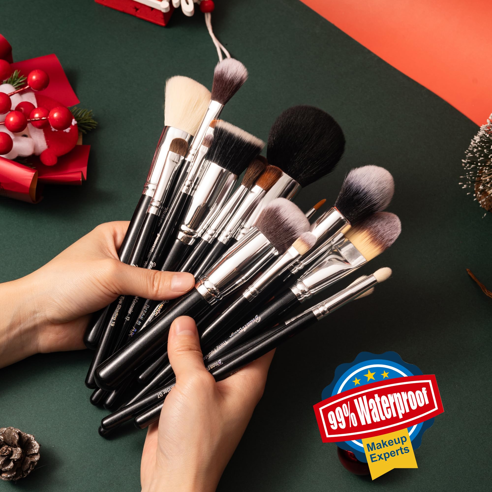 Bueart Design powder brush offers seamless blending for flawless setting.