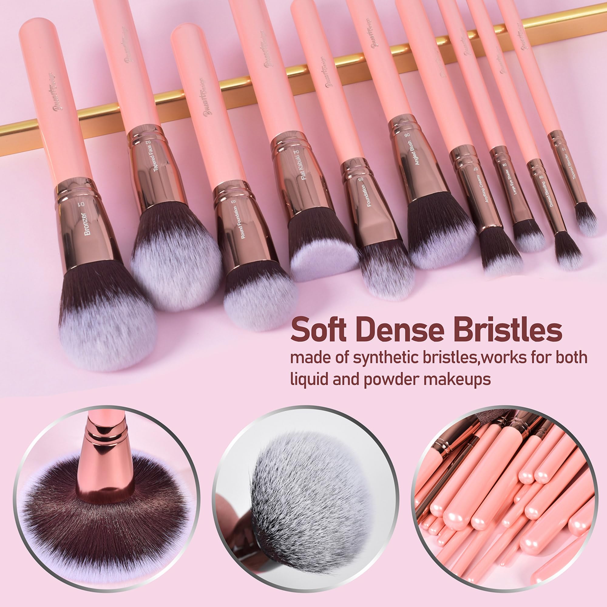 Bueart Design variety brushes covering all makeup tasks from powder to eyes