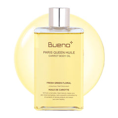 Bueno+ Paris Queen Huile carrot bottle front shows premium hydrating oil