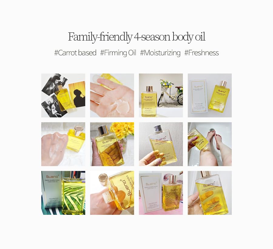 Bueno+ Paris Queen Huile carrot bottle pour demonstrates easy daily use