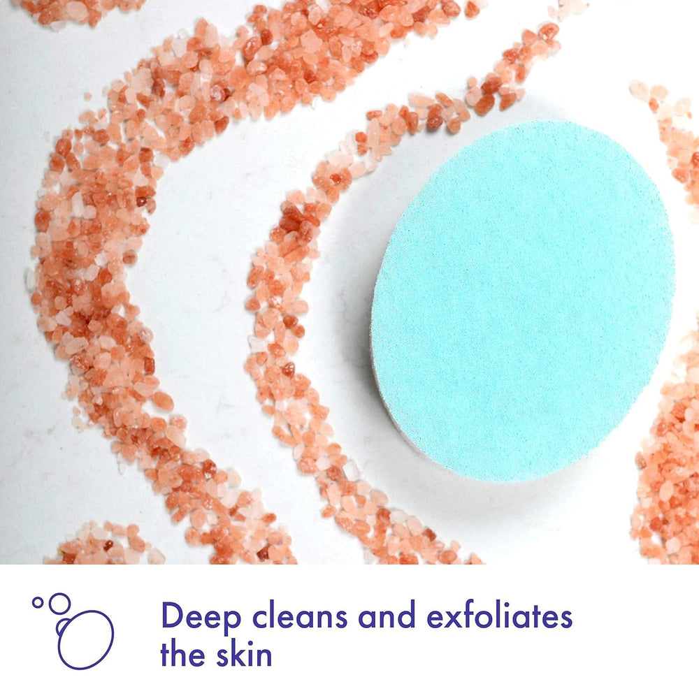 Buf-Puf Body Sponge face-and-body scrubbing demonstrates versatile use.