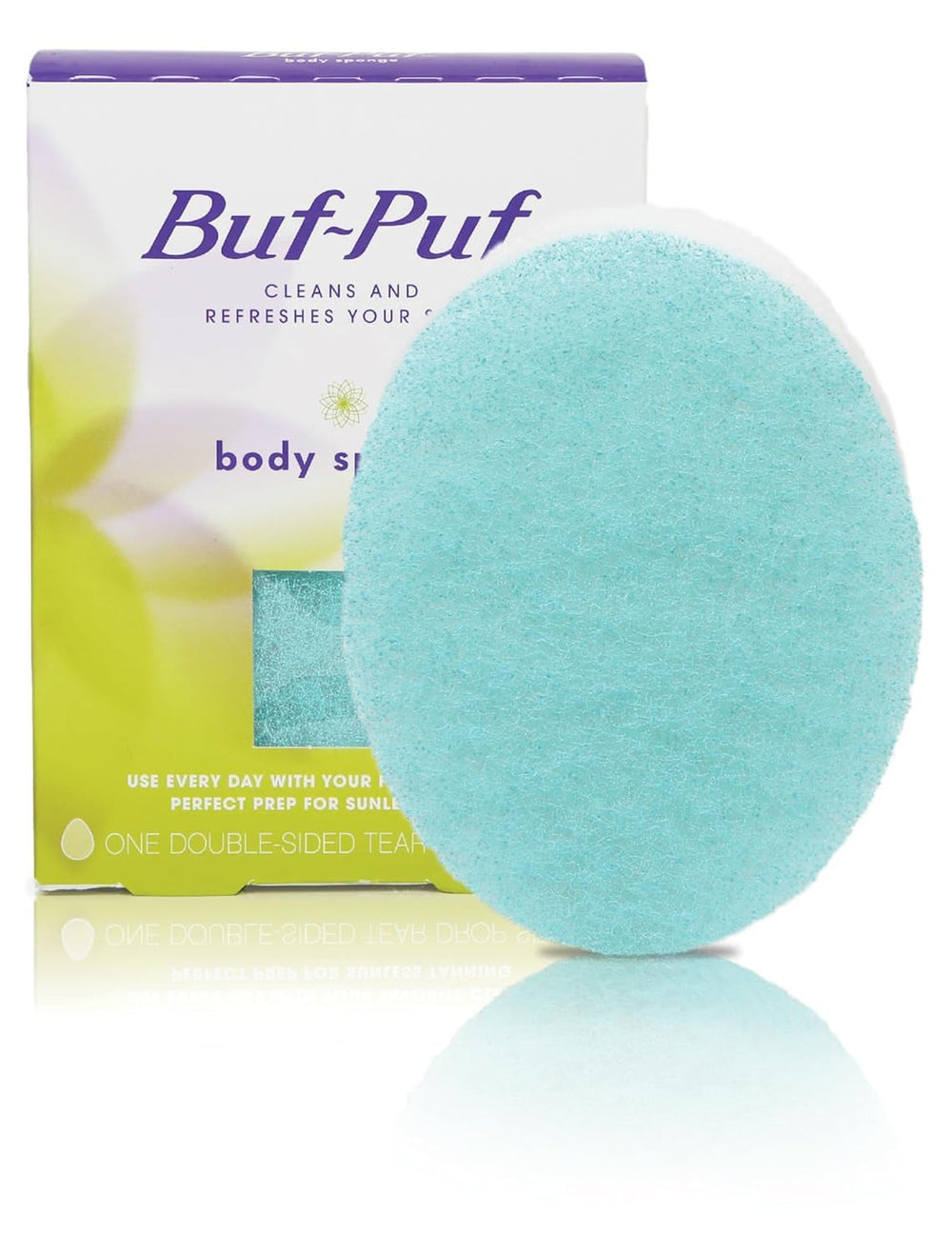 Buf-Puf Body Sponge soft texture for makeup prep and moisturizer use.