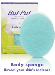 Buf-Puf Body Sponge wet hands with lather for daily cleansing.