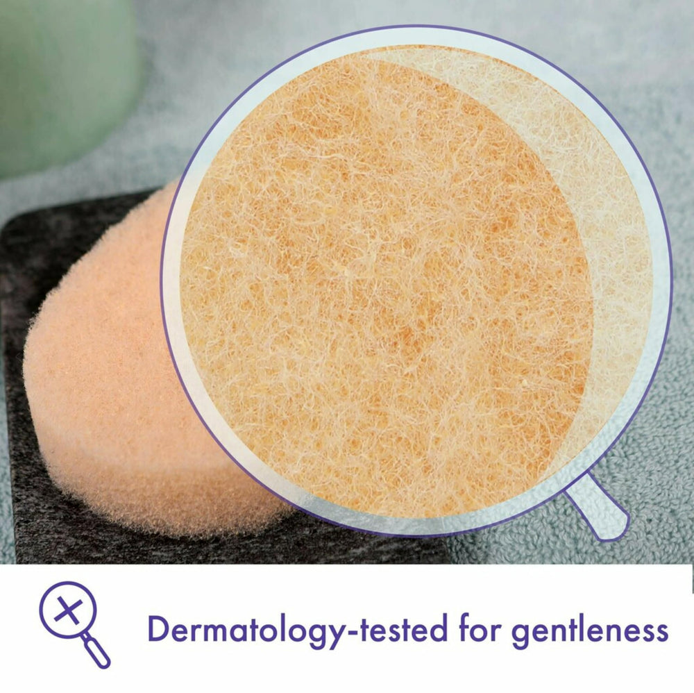 Buf-Puf Gentle Facial Sponge close-up reveals soft fibers for sensitive skin.