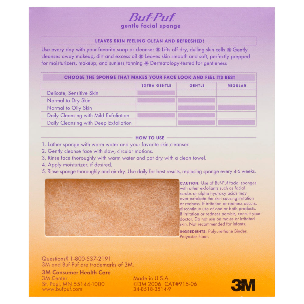 Buf-Puf Gentle Facial Sponge in skincare routine preps skin for moisturizer.