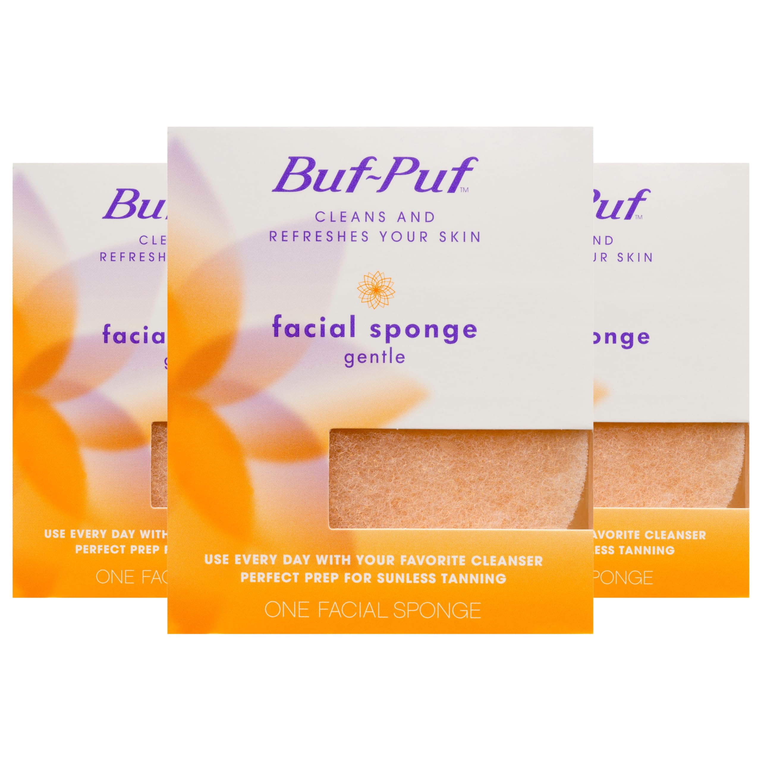 Buf-Puf Gentle Facial Sponge close-up shows soft texture for gentle cleansing.