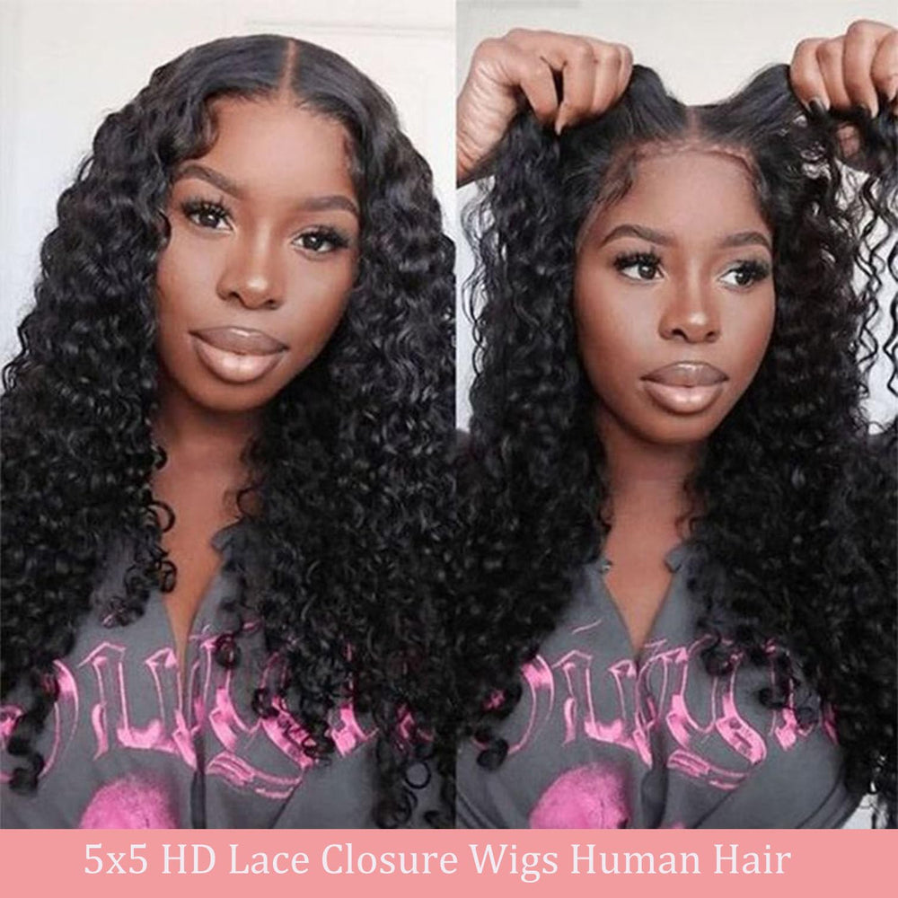 Bugtum Glueless Wigs 5x5 HD lace closure offers seamless parting.