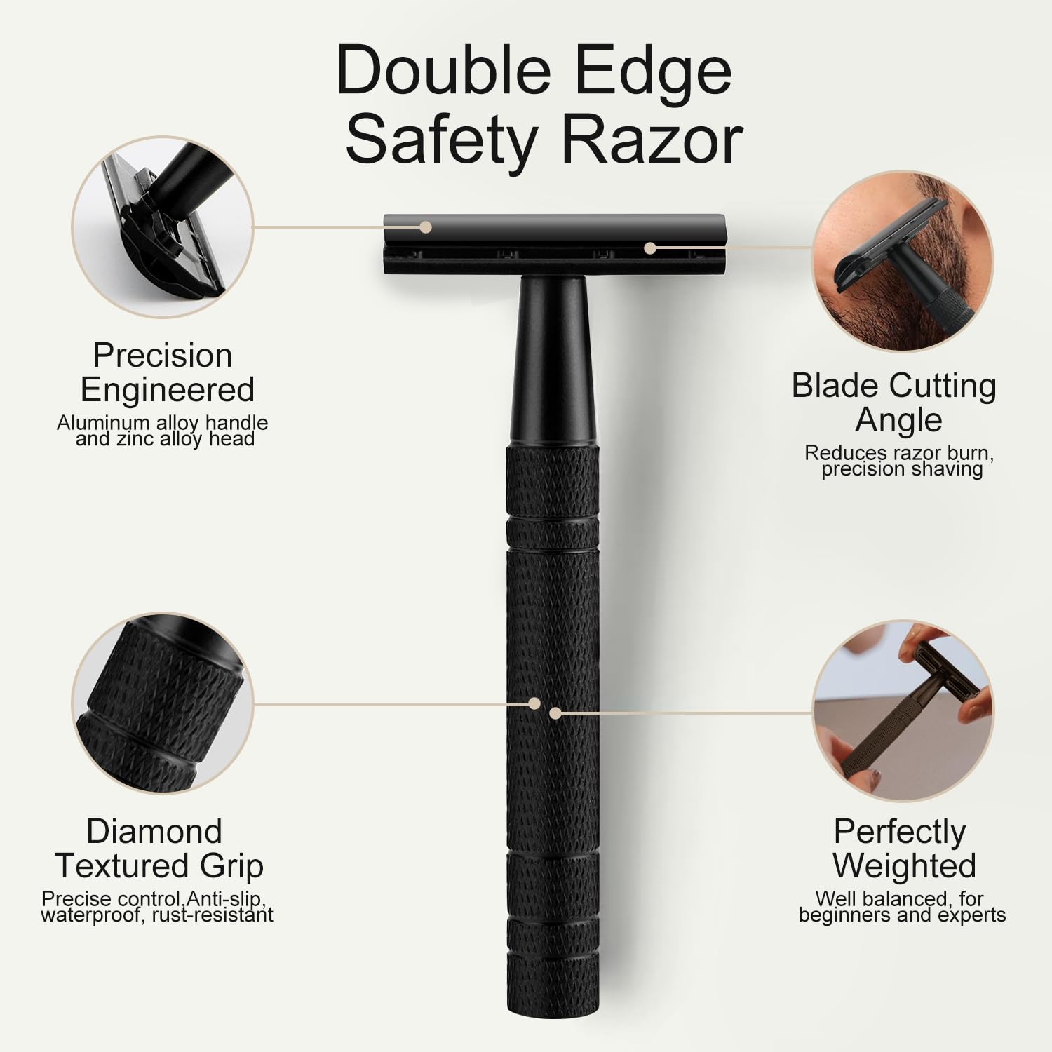 BULIMICA reusable metal razor with closed comb for skin-friendly shaving.