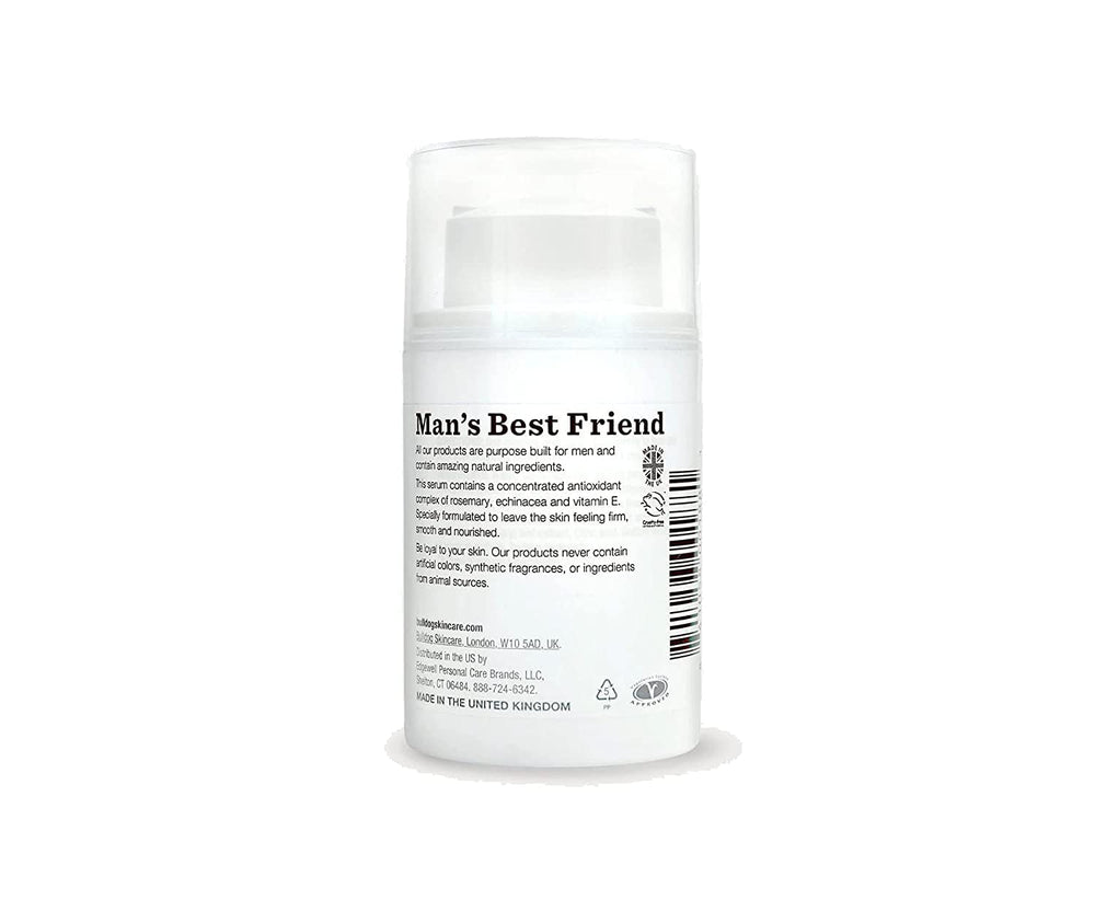 Bulldog Age Defence Serum texture swirl demonstrates lightweight hydration for daily use