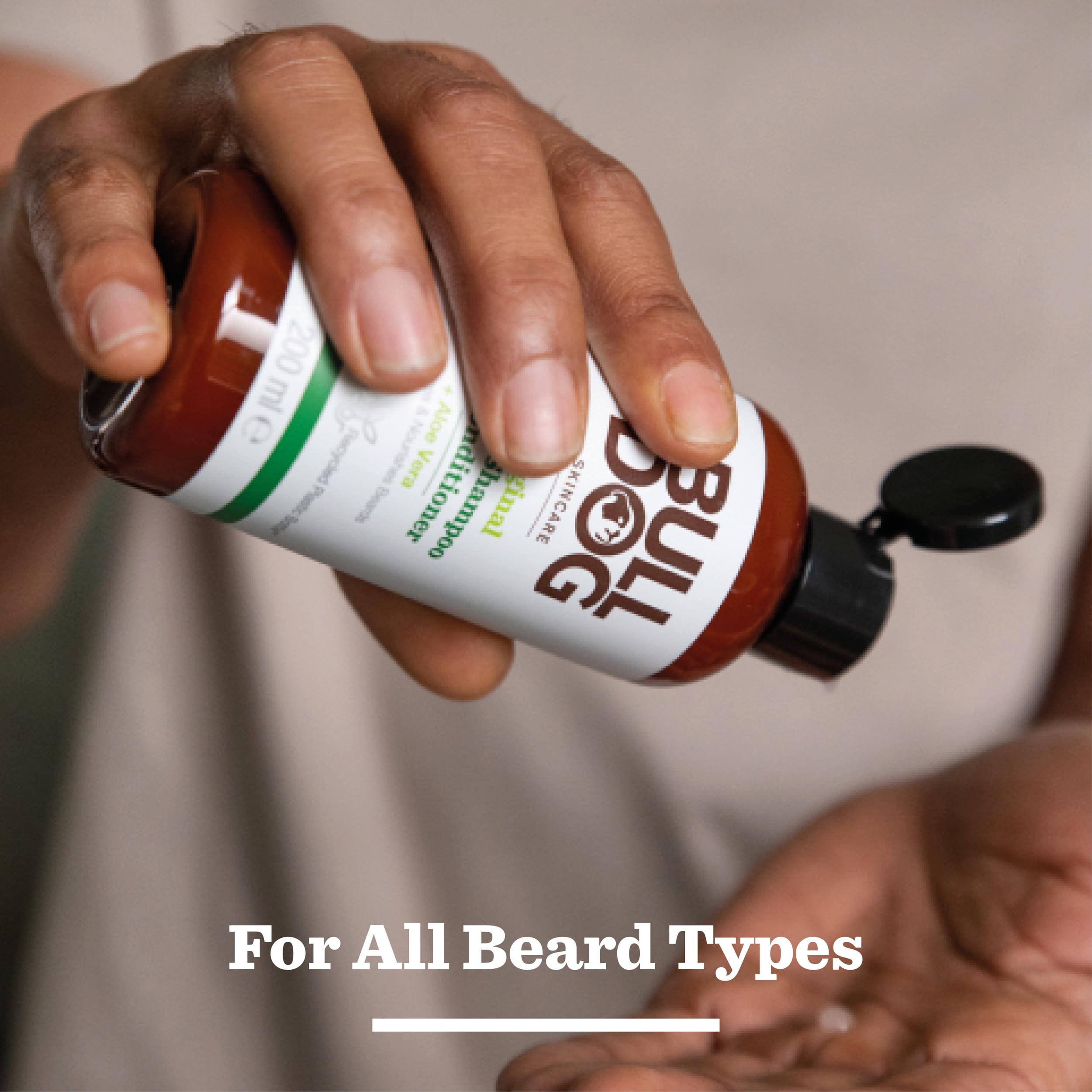 Bulldog fragrance-free formula close-up showing gentle beard care