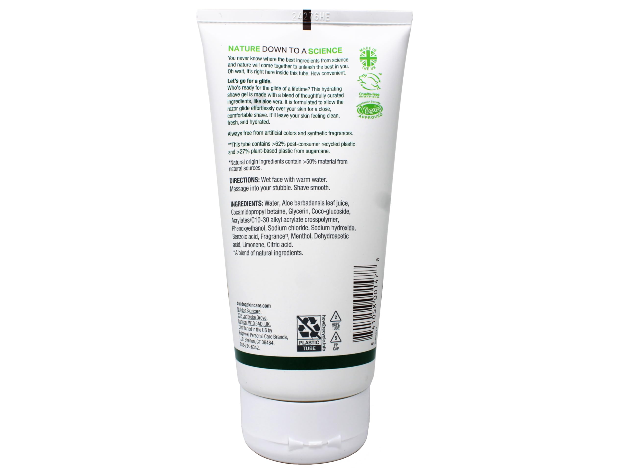 Bulldog Original Shave Gel with aloe vera for soothing hydration.