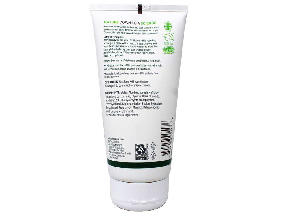 Bulldog Original Shave Gel with aloe vera for soothing hydration.