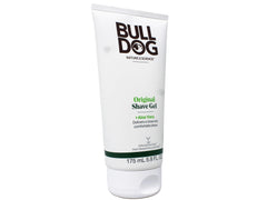 Bulldog Original Shave Gel featuring camelina oil nourishes skin.