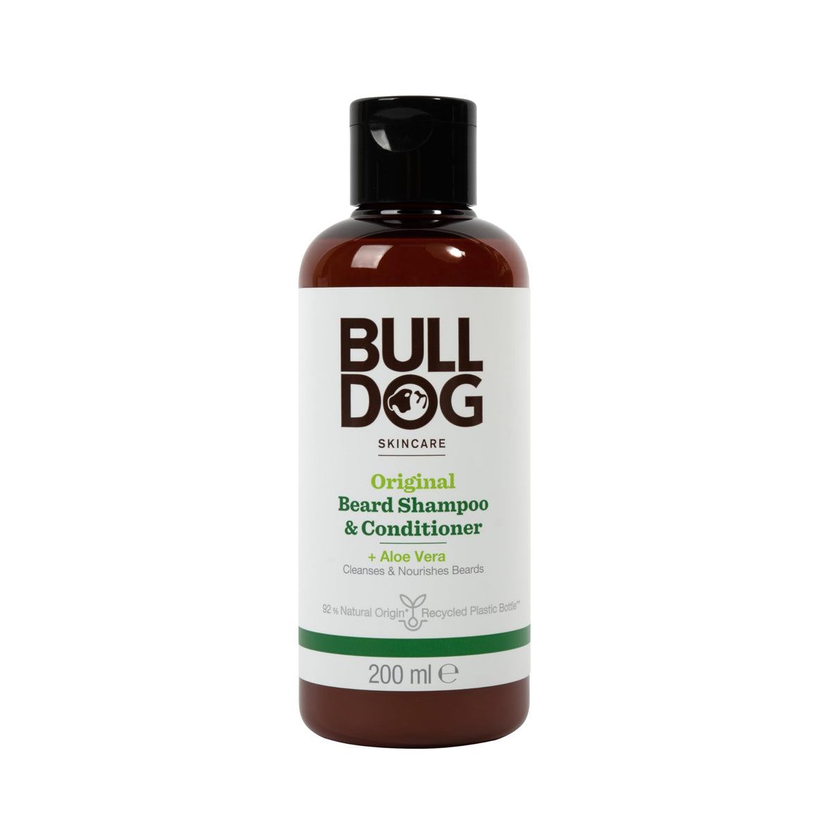 Bulldog original bottle showing 2-in-1 beard shampoo and conditioner for grooming
