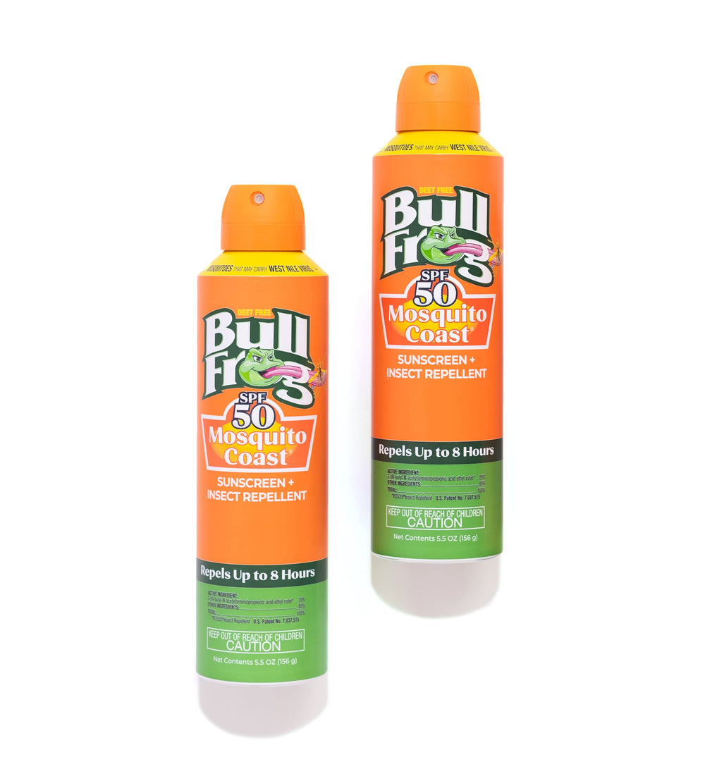 Bullfrog Mosquito Coast sunscreen outdoors on beach scene for reliable protection.