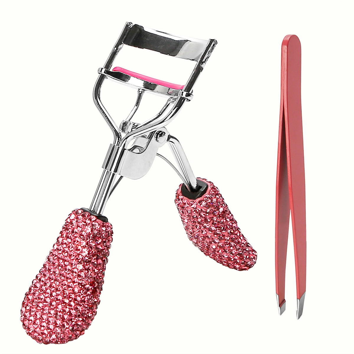 BuleVina pink eyelash curler with crystal rhinestones for dramatic curl.