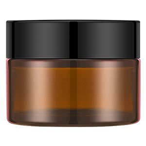 Bumobum amber glass jar on shelf shows clean, compact storage.