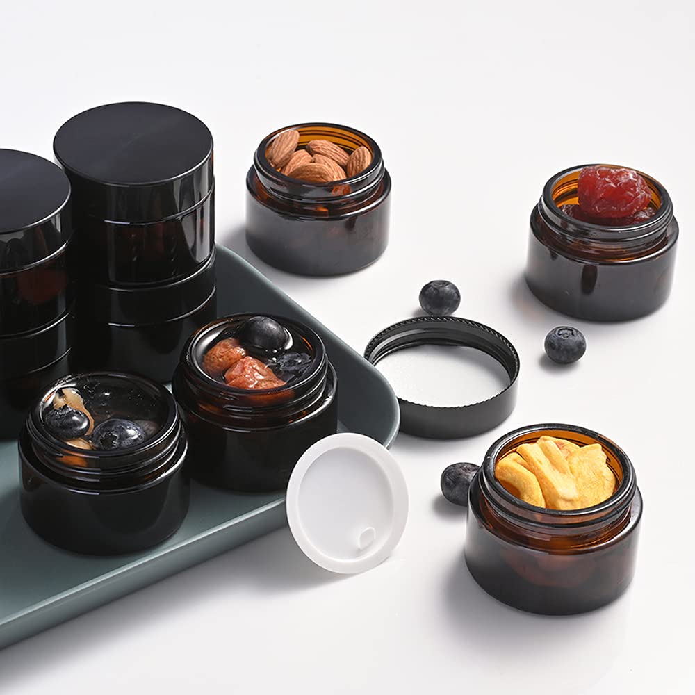 Bumobum empty amber jar close-up with sturdy glass and smooth finish for labeling.