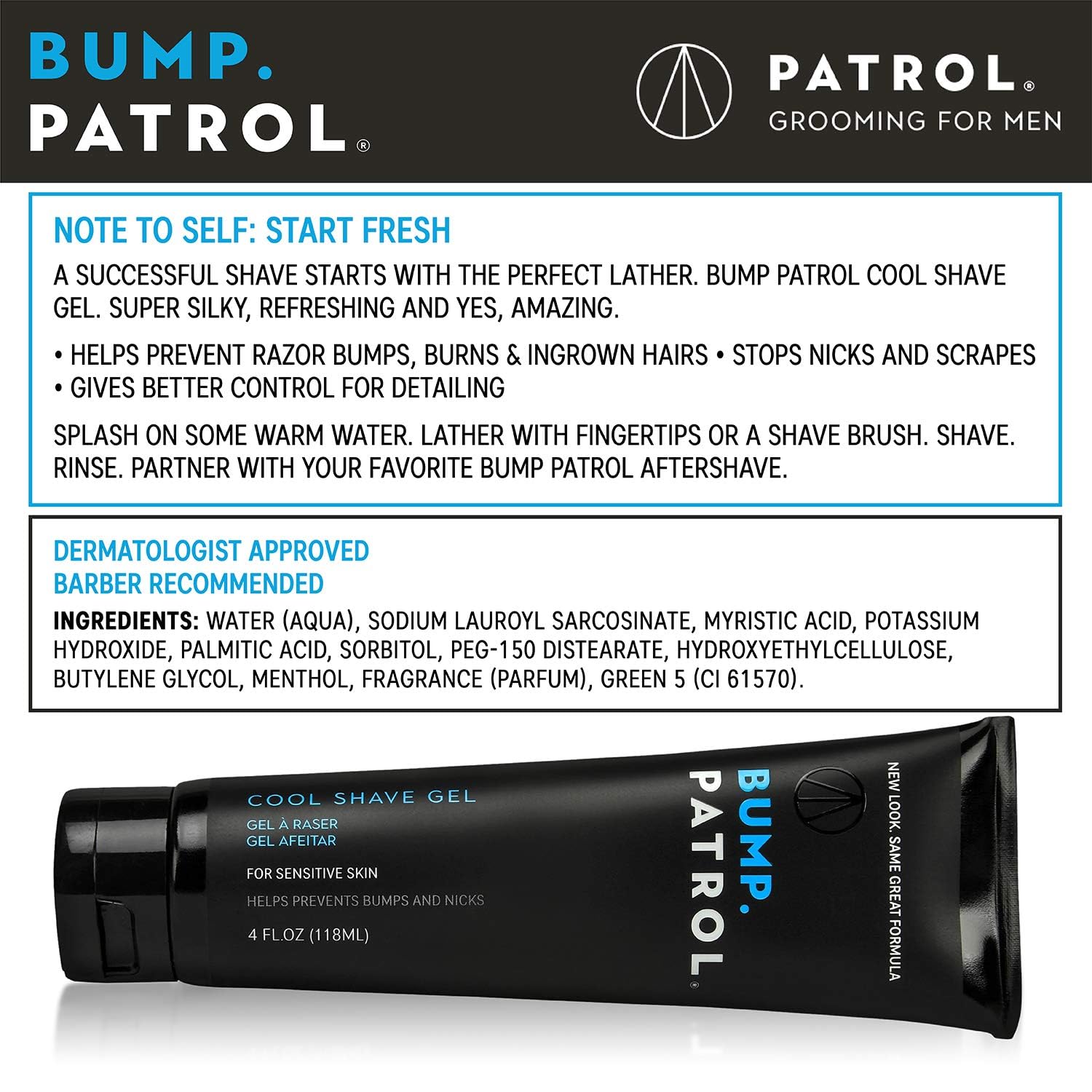 Bump Patrol Cool Shave Gel clear gel close-up showing visibility for precise shaving
