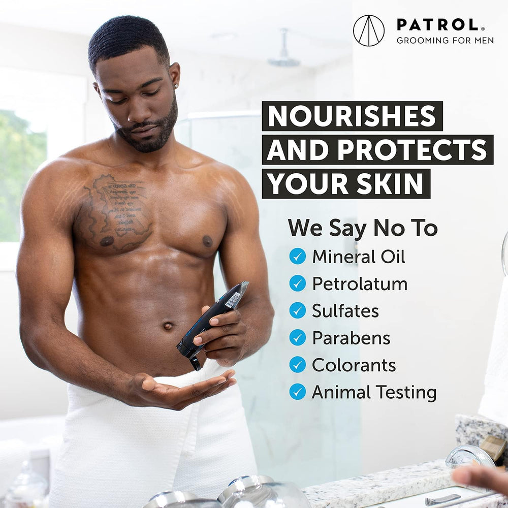 Bump Patrol Cool Shave Gel skin-smoothing application during routine shave.
