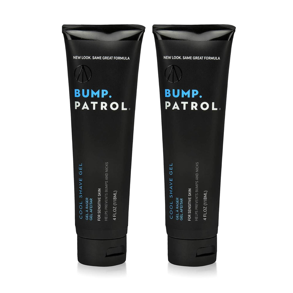 bump patrol gel de afeitar: frente de las botellas, facilita un afeitado suave.