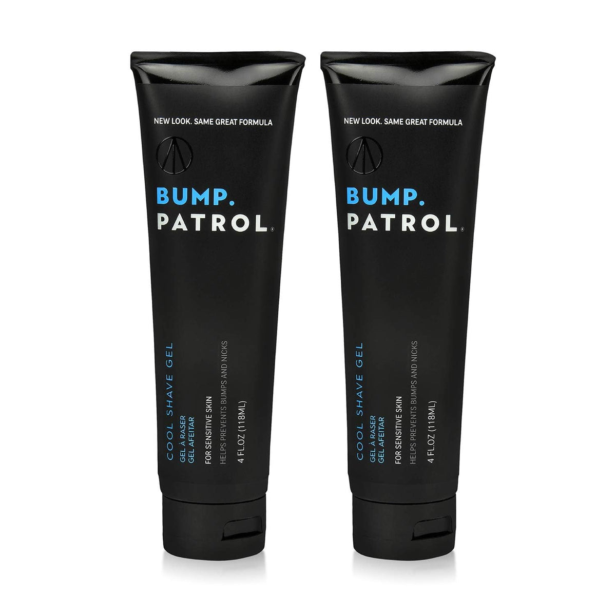 bump patrol gel de afeitar: frente de las botellas, facilita un afeitado suave.