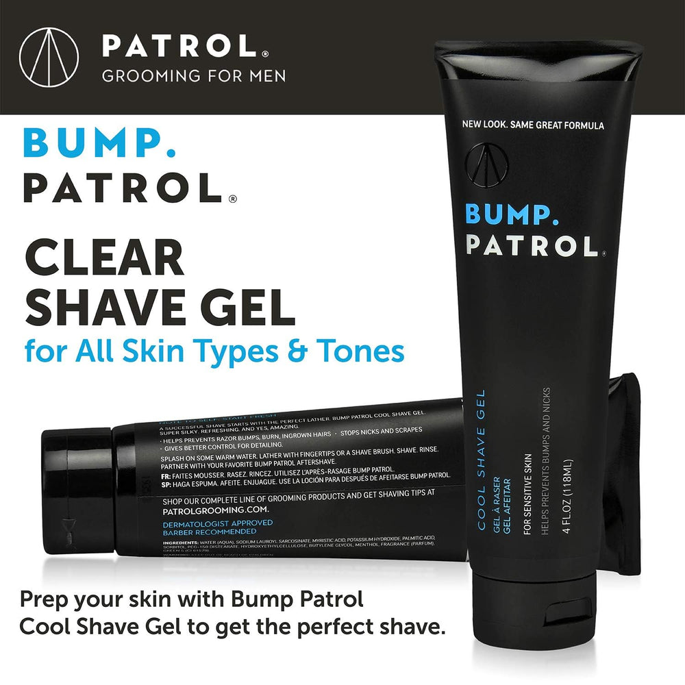 bump patrol gel de afeitar: mentol ofrece sensación refrescante durante el afeitado.