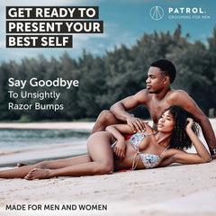 Close-up of Bump Patrol aftershave application reducing razor bumps.