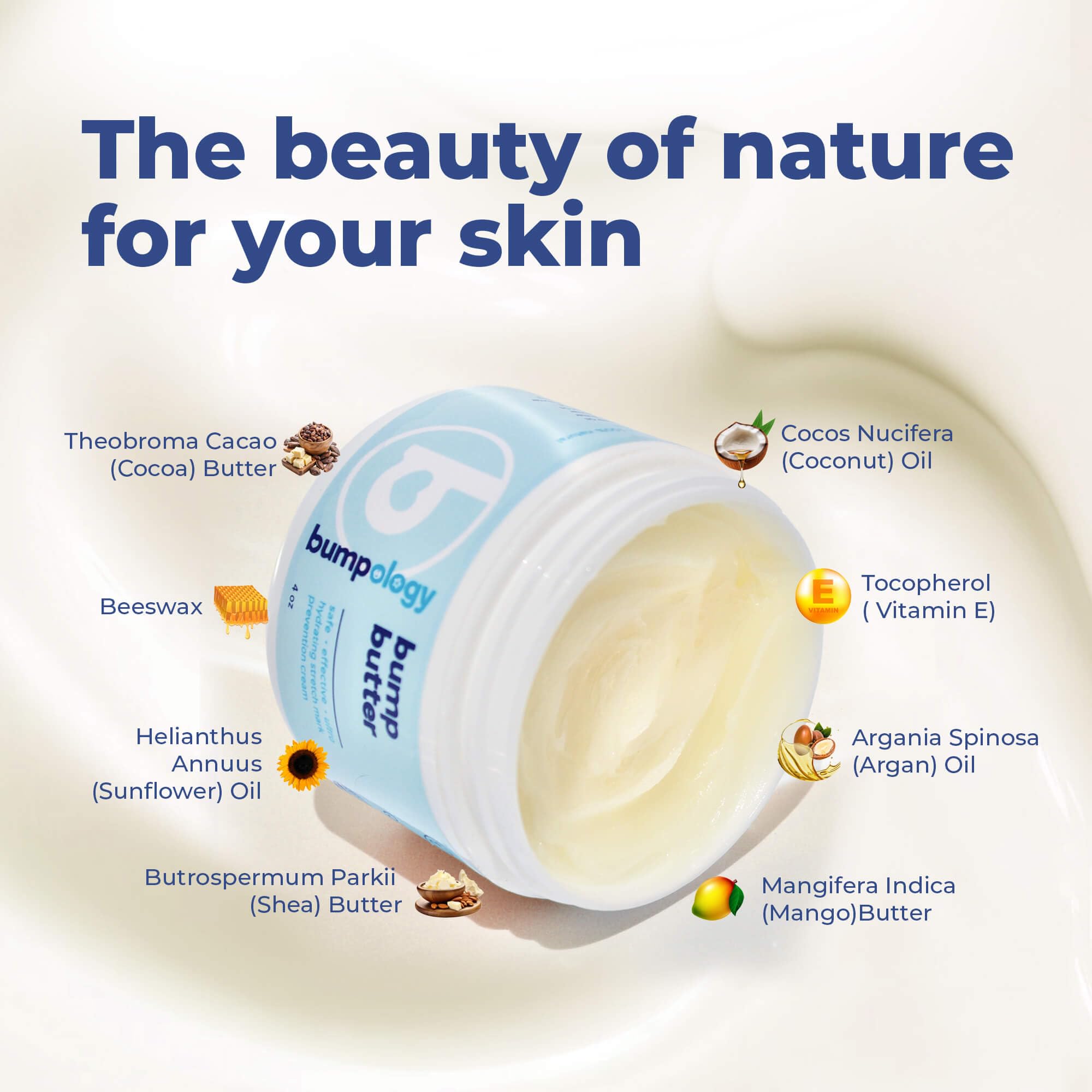 Bumpology Bump Butter being applied on forearm to demonstrate creamy texture and quick absorption