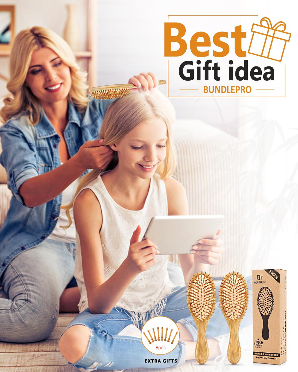 BUNDLEPRO Pack2 hair brush detangling performance across hair types
