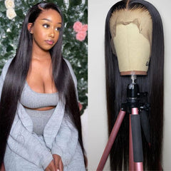 bunGiol 30-inch straight lace-front wig cap close-up for secure fit.