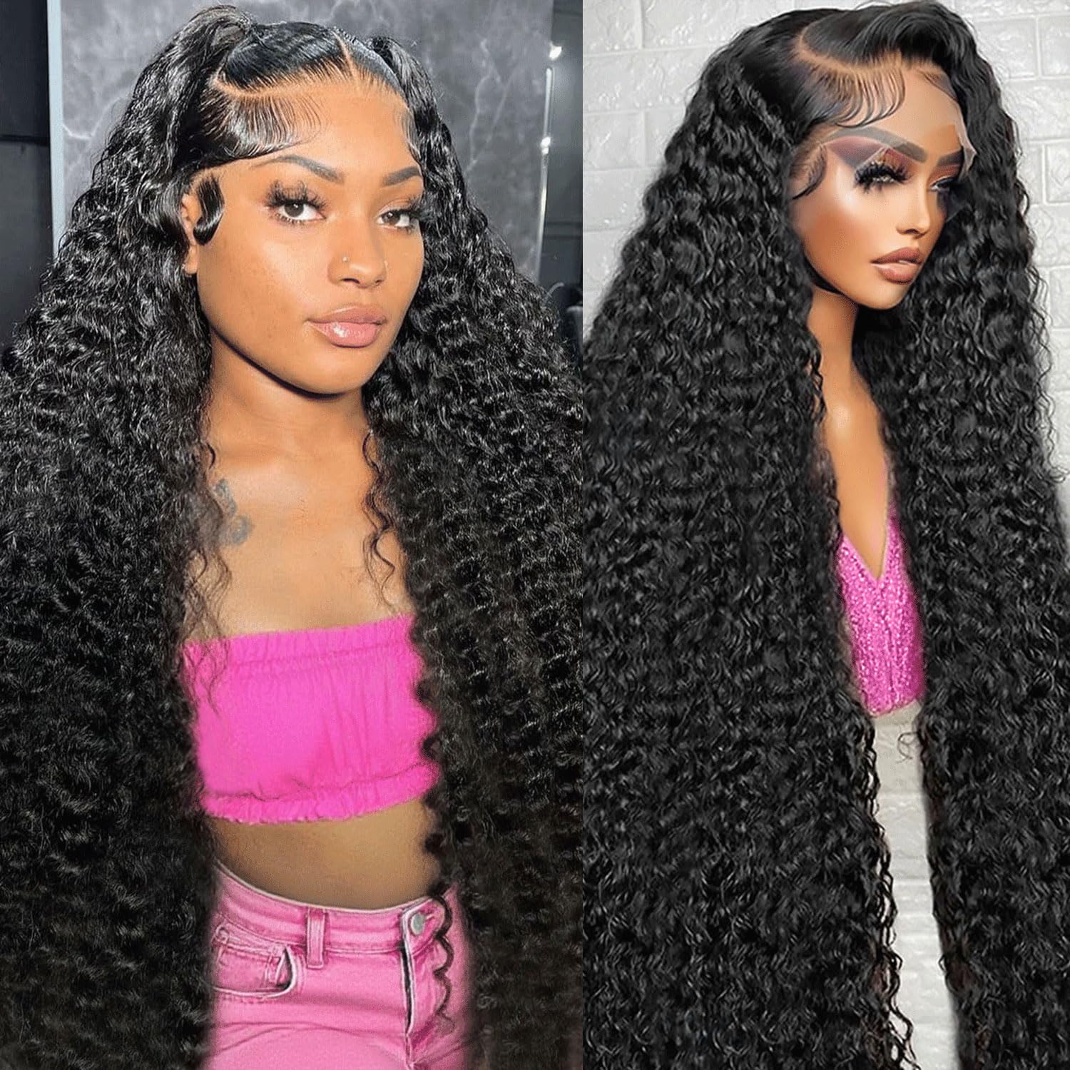 BunnyQ 32 inch water wave wig front view with natural shine and daily wear appeal