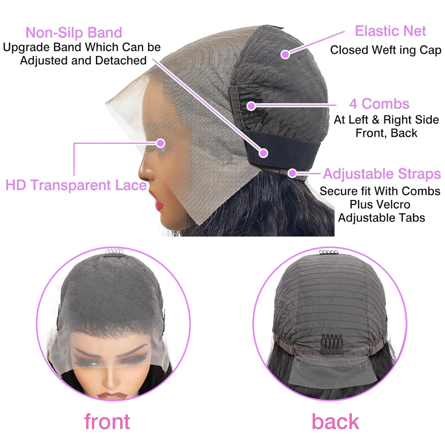 BunnyQ adjustable cap with four combs for secure fit